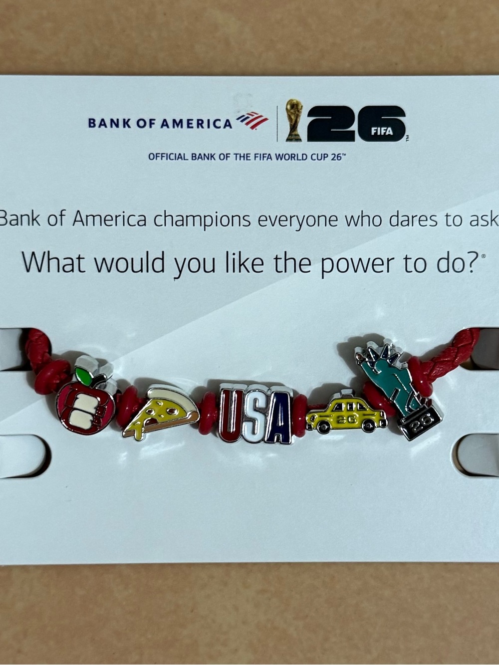 NWT FIFA World Cup 2026 New York themed bracelet. Red Bracelet